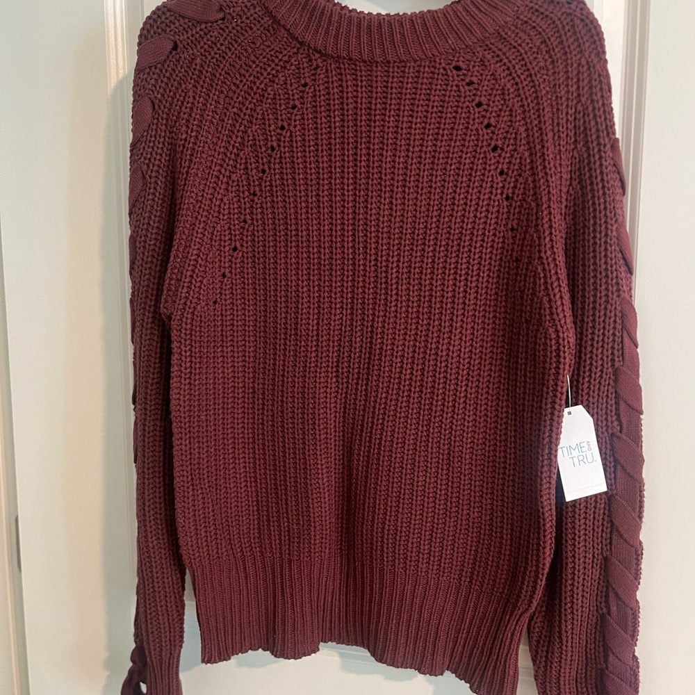 Time and Tru Women's Deep Red Knit Sweater